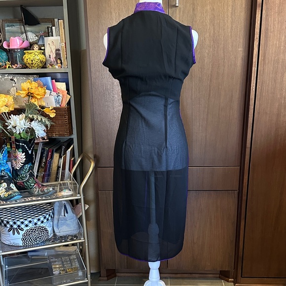 Vintage Black and Purple Sheer vest Asian inspired. - Picture 2 of 7